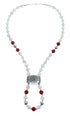 Coral And Mother of Pearl Navajo Sterling Silver Bead Necklace AX126060